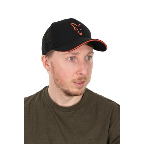 FOX TRUCKER CAP BLACK / ORANGE  NEW