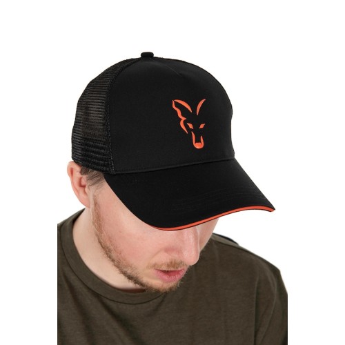 FOX TRUCKER CAP BLACK / ORANGE  NEW-1