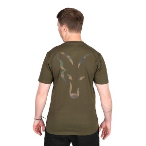 FOX KHAKI FOX HEAD LOGO T-SHIRT