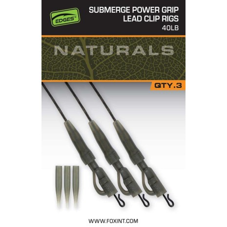 FOX EDGES NATURALS SUBMERGE POWER GRIP LEAD CLIP LEADERS  NEW