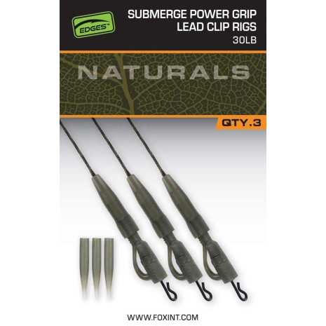 FOX EDGES NATURALS SUBMERGE POWER GRIP LEAD CLIP LEADERS  NEW-0
