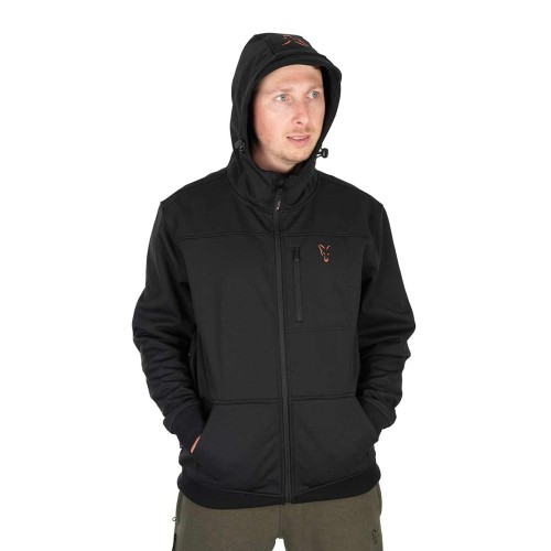 FOX COLLECTION SOFT SHELL JACKET BLACK / ORANGE   NEW 24-0