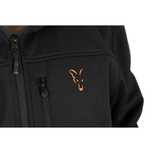 FOX COLLECTION SOFT SHELL JACKET BLACK / ORANGE   NEW 24-1