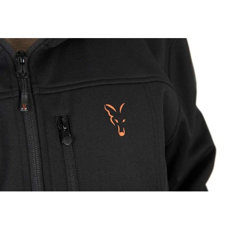 FOX COLLECTION SOFT SHELL JACKET BLACK / ORANGE   NEW 24-1