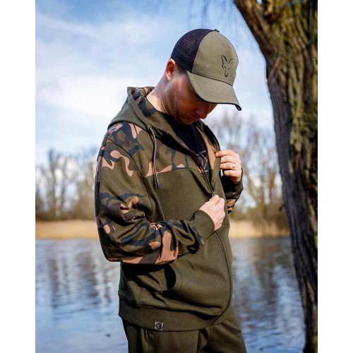 FOX LW KHAKI/CAMO SPLIT ZIP HOODY-0