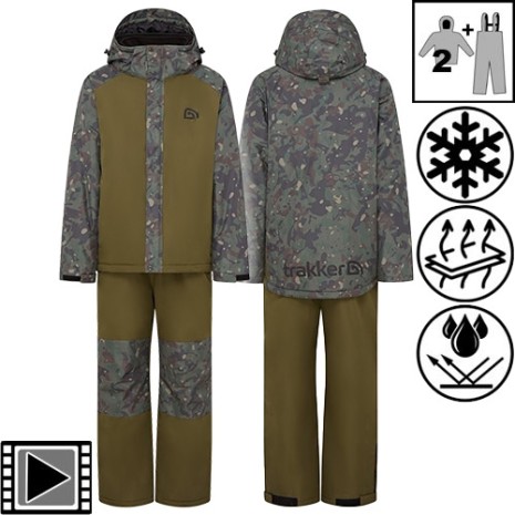 TRAKKER CR CAMO 3-PIECE WINTER SUIT (GIACCA CON FELPA REMOVIBILE + SALOPETTE)    NEW 25-8