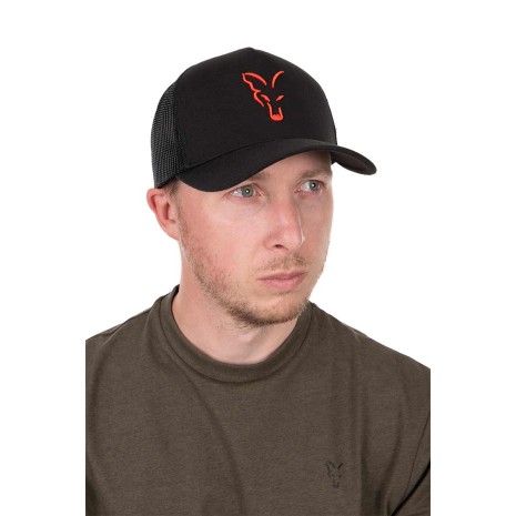 FOX COLLECTION TRUCKER CAP BLACK / ORANGE  NEW