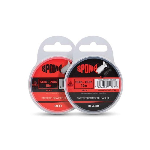FOX SPOMB TAPERED BRAIDED LEADERS RED & BLACK (SHOCKLEADER CONICI IN TRECCIA)  NEW