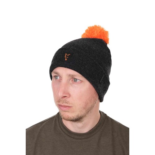 FOX COLLECTION BOBBLE HAT BLACK / ORANGE
