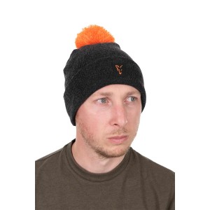 FOX COLLECTION BOBBLE HAT BLACK / ORANGE