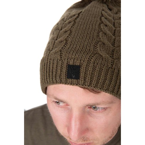 FOX KHAKI KNITTED BOBBLE HAT