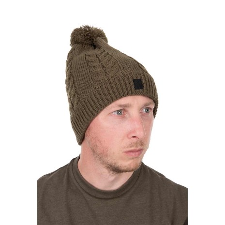 FOX KHAKI KNITTED BOBBLE HAT