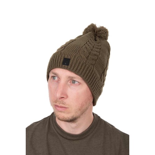 FOX KHAKI KNITTED BOBBLE HAT