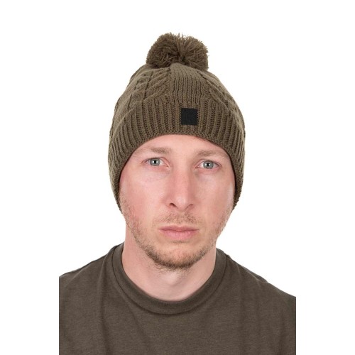 FOX KHAKI KNITTED BOBBLE HAT