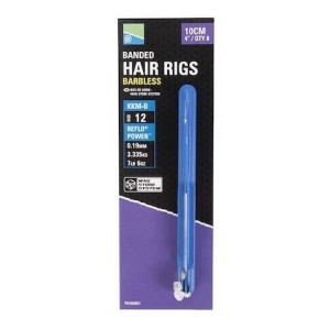 PRESTON KKM-B BANDED HAIR RIGS BARBLESS 10CM 4" / QTY 8