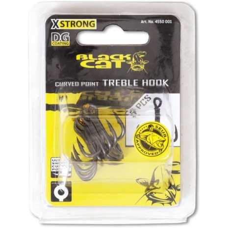 BLACK CAT ANCORETTE CURVED POINT TREBLE HOOK DG