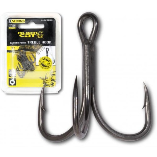 BLACK CAT ANCORETTE CURVED POINT TREBLE HOOK DG